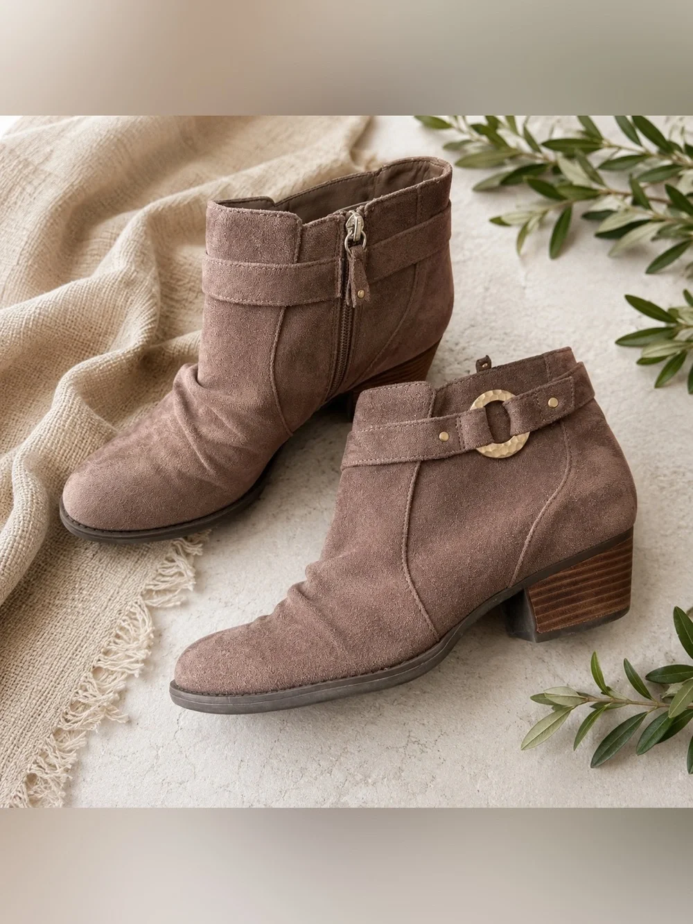 Dr. Scholl’s Janessa Taupe Memory Foam Ankle Boots 10M